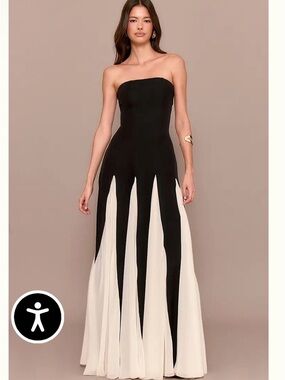 PrettyLittle Thing Strapless Two-Tone Black and White Maxi Dress